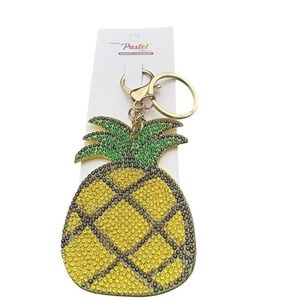 3/$25 Pastel Collection Pineapple Fruit Rhinestone Key Chain Bag Charm